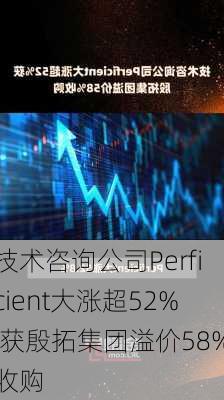 技术咨询公司Perficient大涨超52% 获殷拓集团溢价58%收购